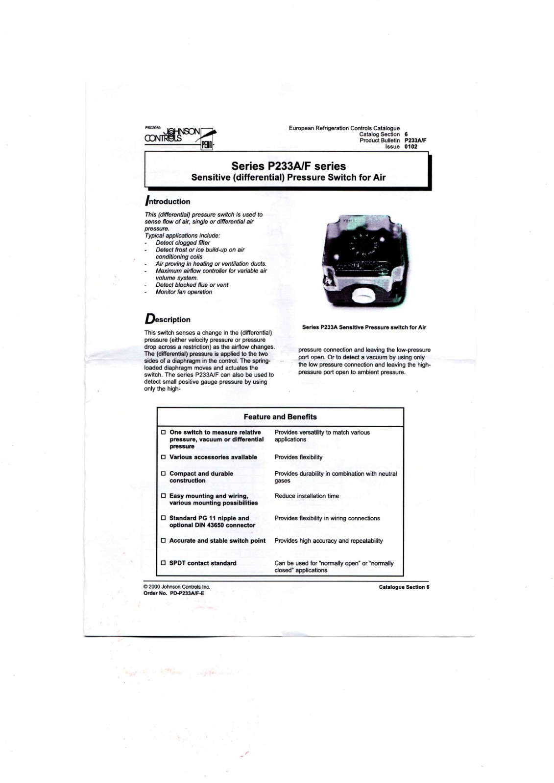 Johnson Controls P233A/F Controller
