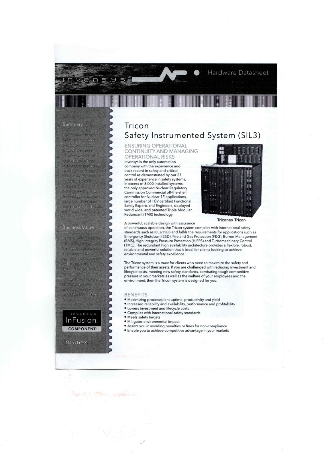Tricon Safety Instrumented System(SlL3)