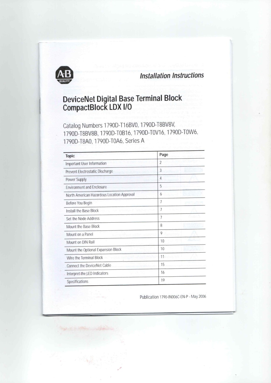 A-B 1790D-T16BV0,1790D-T8BV8V,1790D-T8BV8B,
