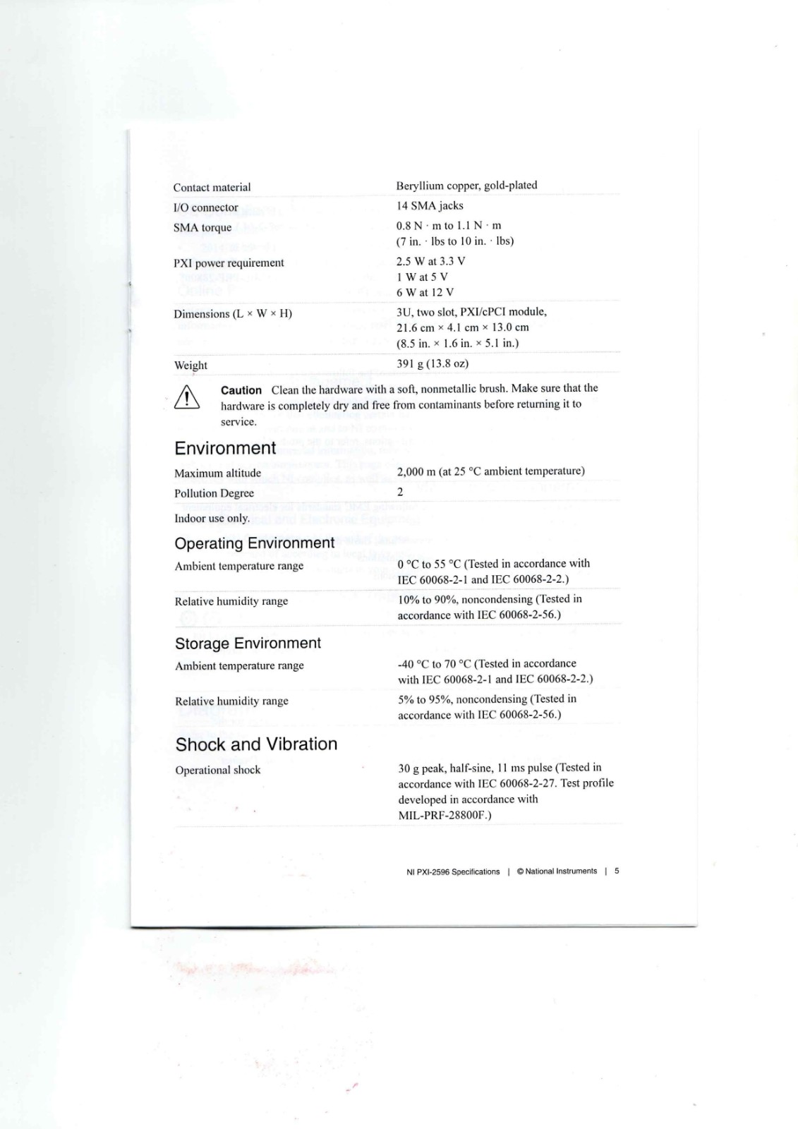 NI PXI-2596 Industrial Control Module