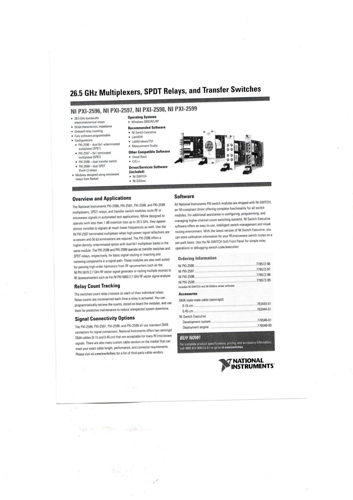 NI PXI-2596,PXI-2597,PXI-2598,PXI-2599