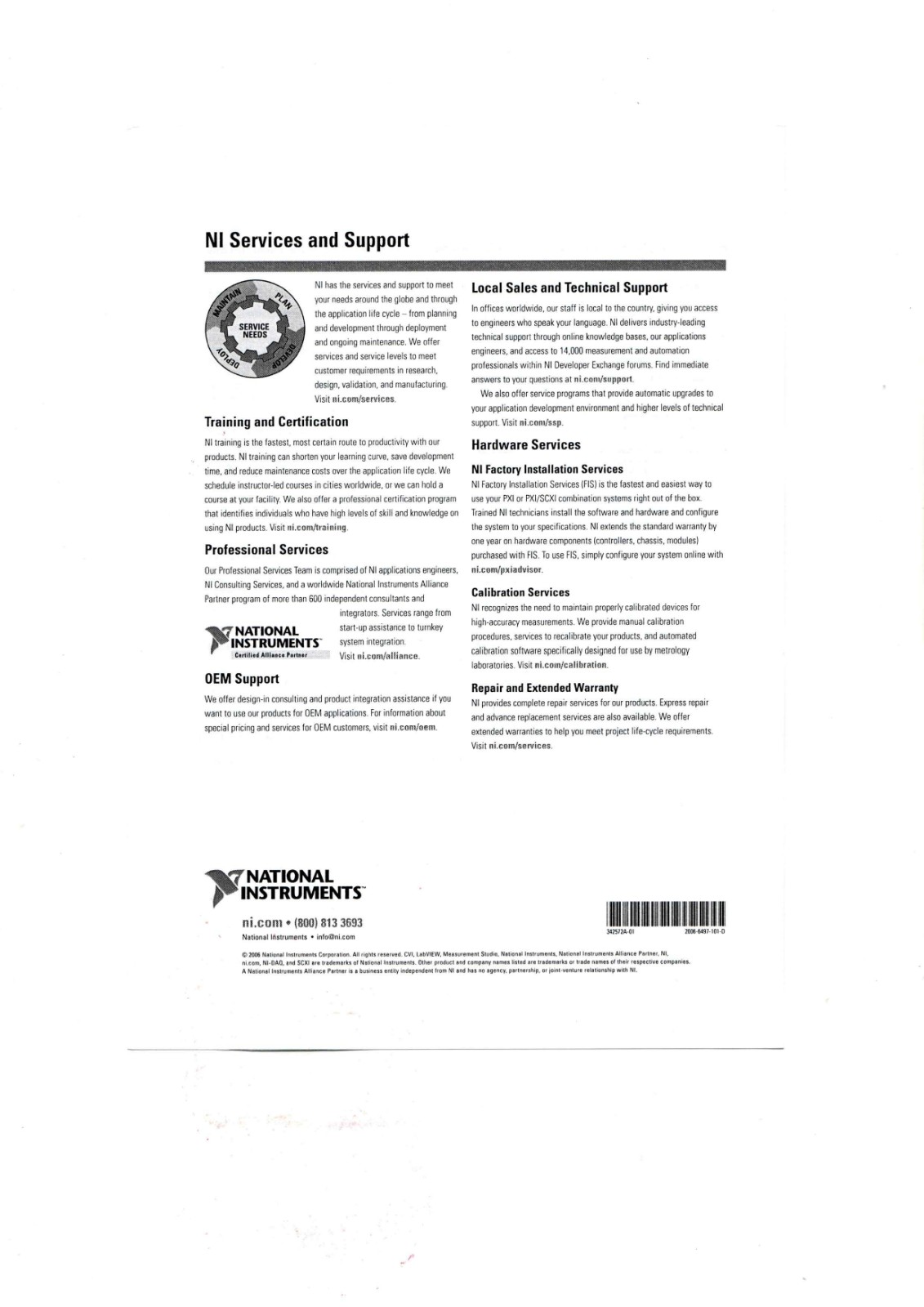 NI PXI-2596,PXI-2597,PXI-2598,PXI-2599