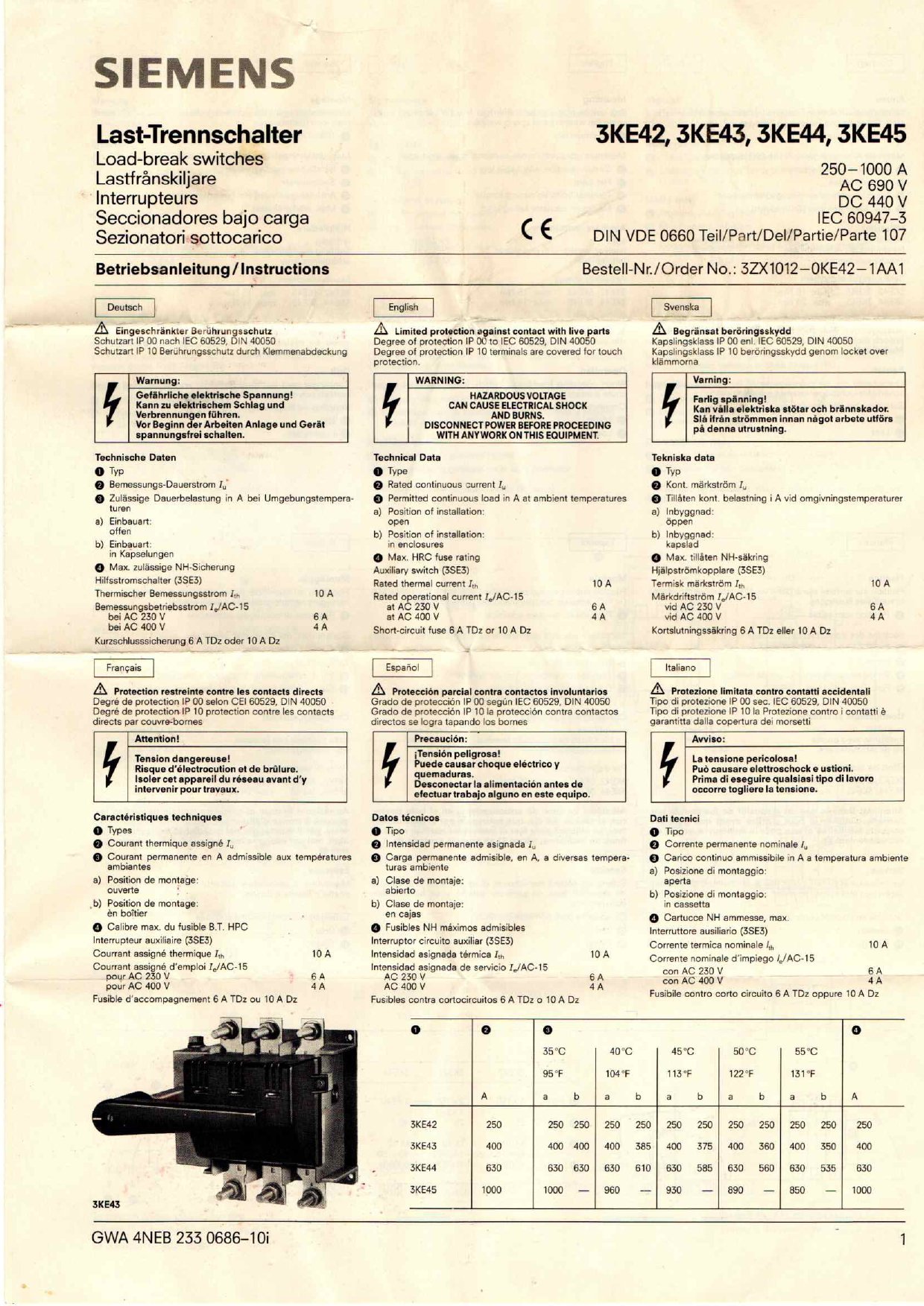 Siemens 3KE4430-0BA User Manual
